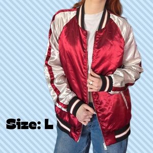 Love Culture Red and Silver Bomber Jacket